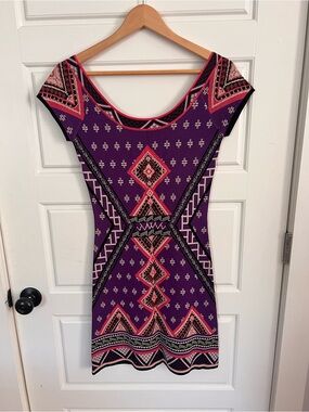 miami Purple and Pink Geometric Mini Dress